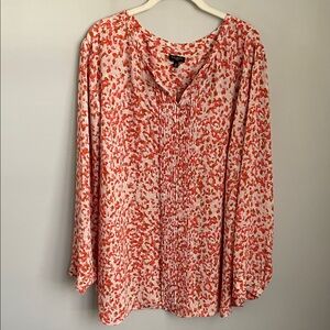 Talbots Red Multicolor Lightweight Floral Blouse Size 3X
